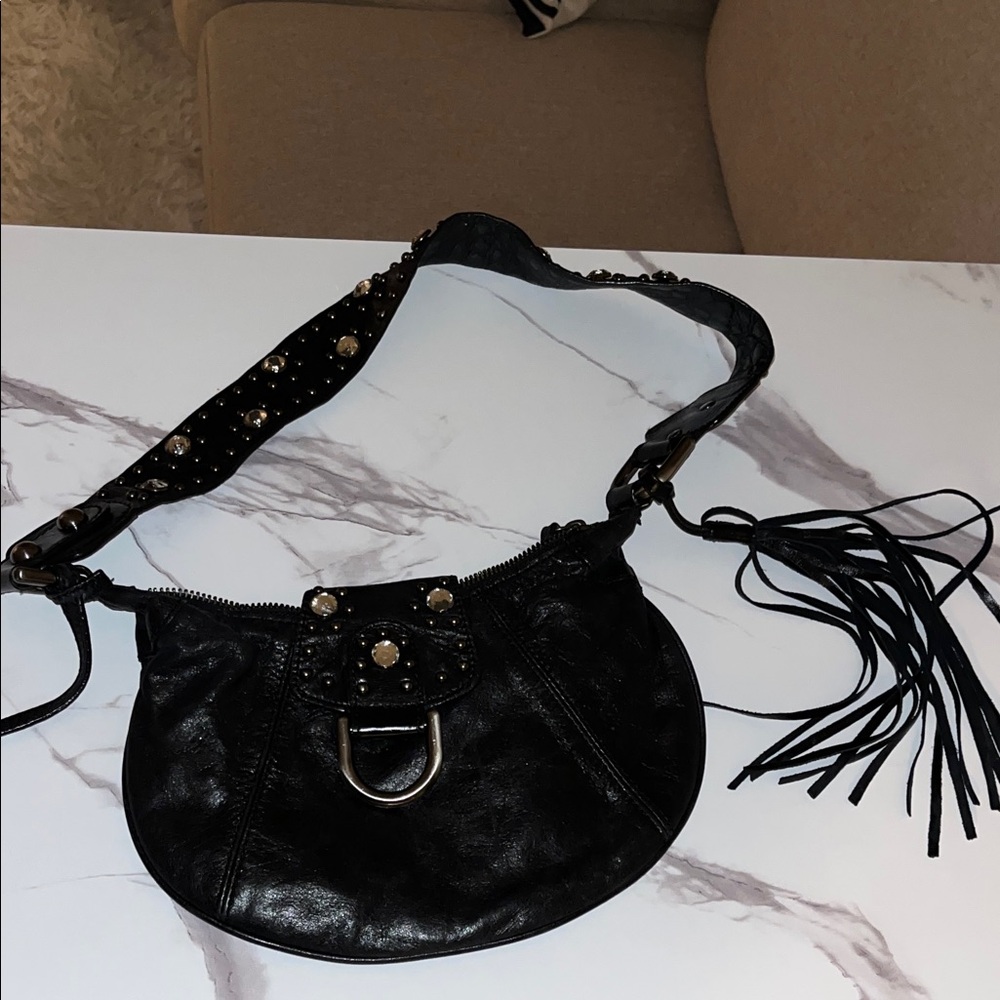 Guess Black Crossbody Bag with Tassel and Studs